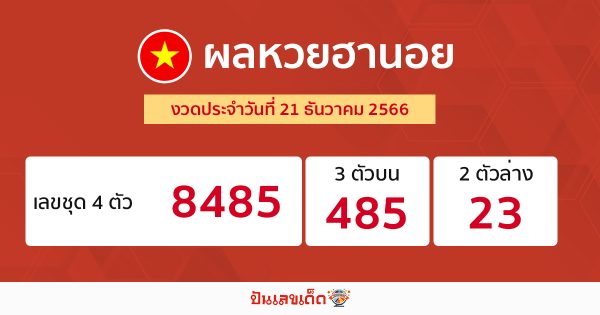 ผลหวยฮานอย 21/12/66-"Check the numbers"