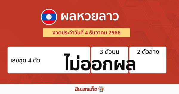 ผลหวยลาว 4/12/66 - "Lao lottery today"