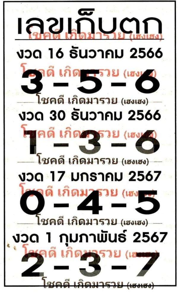 เลขเด็ดงวดนี้-''Lucky numbers for this period''
