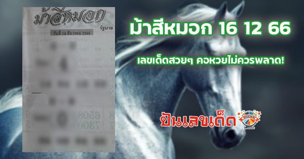 ม้าสีหมอก 16 12 66 เลขเด็ดสวยๆ คอหวยไม่ควรพลาด! เลขเด็ดแม่นๆ งวดวันที่ 16 ธันวาคม 2566
