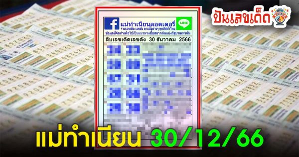 แม่ทำเนียน 30 12 66 แนวทางซื้อหวยรัฐบาล แม่นๆ แนวทางเลข 2 ตัวและ3ตัว เน้นๆ คอหวยรีบจด