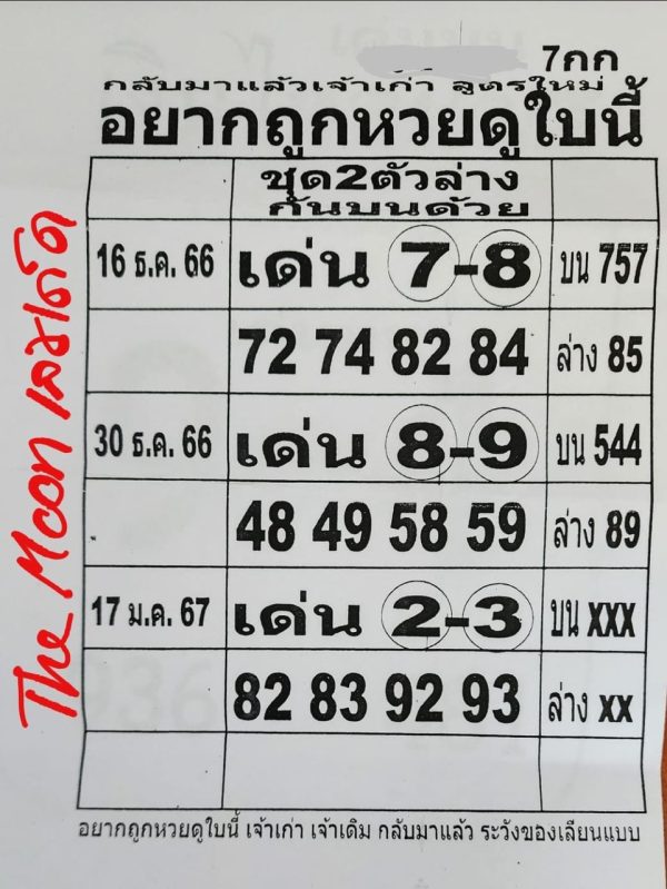 อยากถูกหวยดูใบนี้ 17 01 67 - "If you want to win the lottery, look at this ticket."