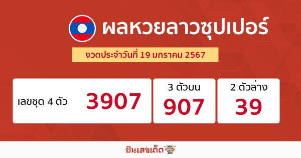 ผลหวยลาวซุปเปอร์ 19/1/67 -"Lao Super Lottery results 19/1/67"