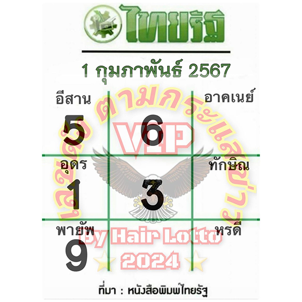 หวยไทยรัฐ 1 02 67-"Thairath lottery 1-02-67"