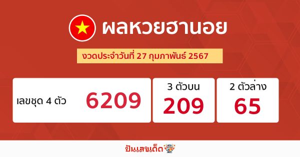 ผลหวยฮานอย 27/02/67 -"Check the numbers"