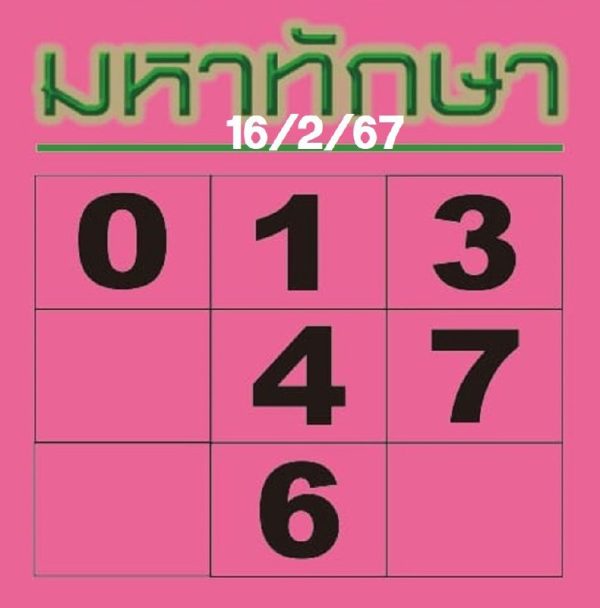 เลขมหาทักษา 16 2 67-"Mahathaksa number 16 2 67"
