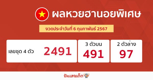 ผลหวยฮานอยพิเศษ 6/02/67-"Check the numbers"
