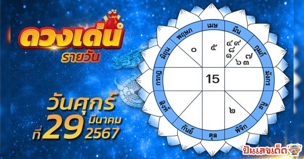 ดวงรายวัน 29/3/67 ดวงประจำวันศุกร์ที่ 29 มีนาคม 2567 เลขเด่น สีมงคล เช็กได้ที่นี่เลย !!! ปันเลขเด็ด