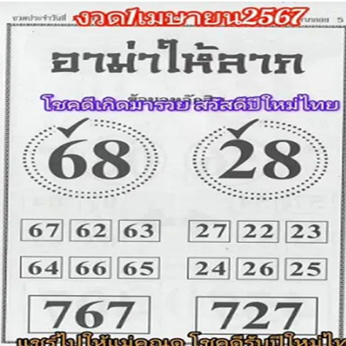 เลขอาม่าให้ลาภ 1 4 67-"Grandma's number gives fortune."
