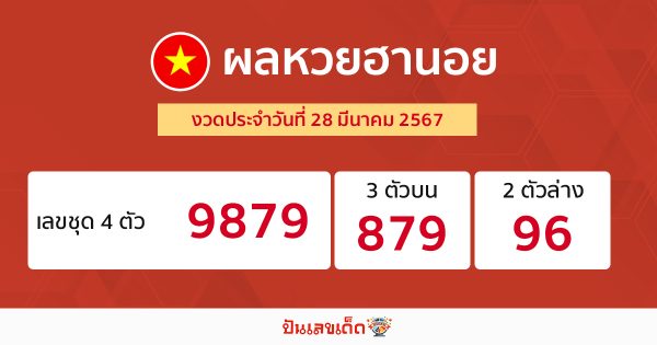 ผลหวยฮานอย 28/03/67-"Hanoi lottery results 28/03/67"