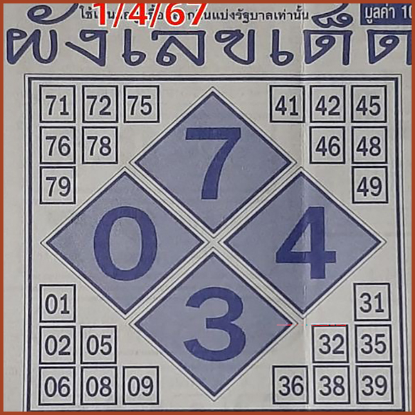 ผังเลขเด็ด 1 4 67-"Lucky number chart 1 4 67"