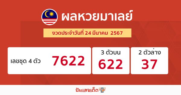 ผลหวยมาเลย์ 24/03/67 - "Malaysian lottery results 24/03/67"