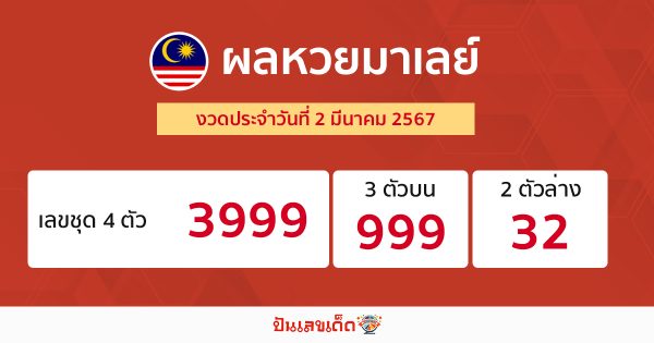 ผลหวยมาเลย์ 2/03/67 -"Malaysian lottery results 2/03/67"
