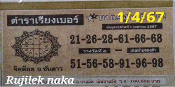ตำราเรียงเบอร์ 1 4 67-"Textbook arranged number"