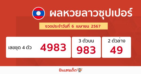 ผลหวยลาวซุปเปอร์ 6/04/67 - "Lao Super Lottery results 6 4 67"