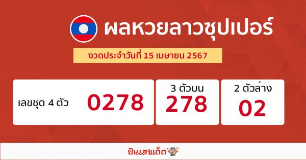 ผลหวยลาวซุปเปอร์ 15/04/67-"Lao Super Lottery results"