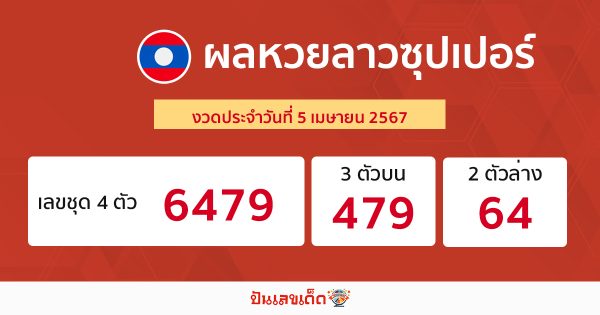 ผลหวยลาวซุปเปอร์ 5/04/67 -"Lao super lottery live"