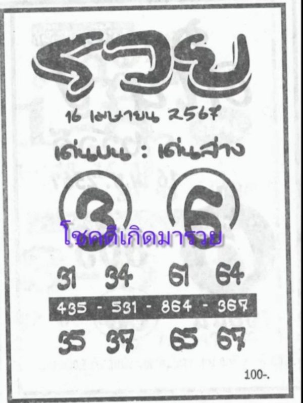 เลขรวย 16 4 67 -"Lucky numbers for this period"