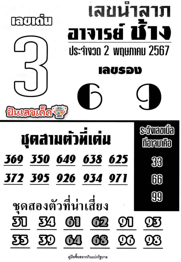 เลขอาจารย์ช้าง 2 5 67-"Master Chang's number 2 5 67"