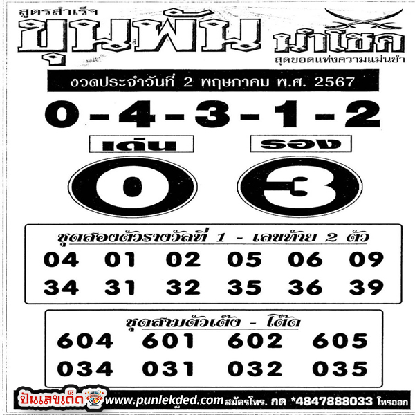 เลขเด็ดวันนี้ - "Today's lucky number"