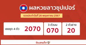ผลหวยลาวซุปเปอร์ 26/05/67-"Lao Super Lottery results 26/05/67"