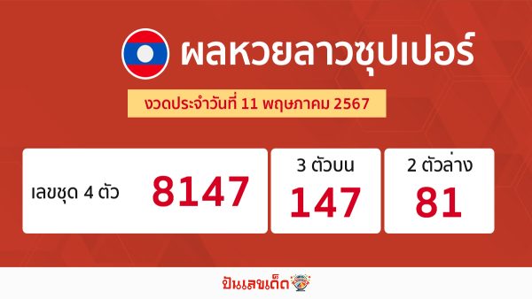 ผลหวยลาวซุปเปอร์ 11/05/67-"Lao Super Lottery results"