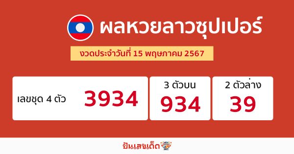 ผลหวยลาวซุปเปอร์ 15/05/67-"Lao Super Lottery results 15-05-67"