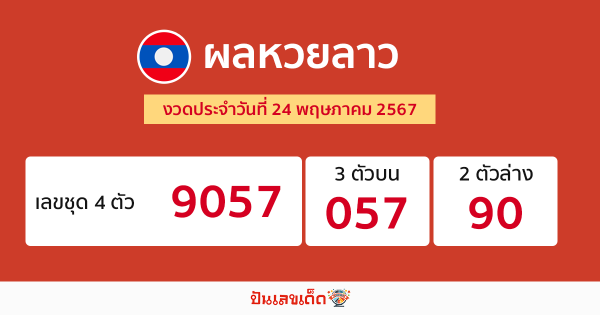 ผลหวยลาว 24/05/67-"Lao lottery results 24 05 67"