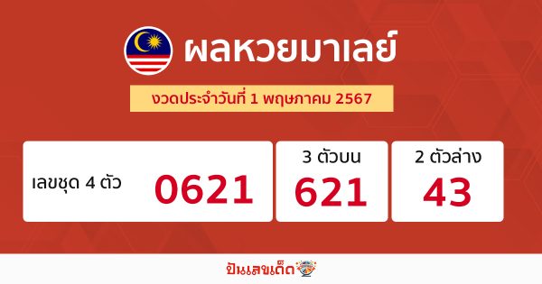 ผลหวยมาเลย์ 01/05/67-"Malaysian lottery results 01 05 67"