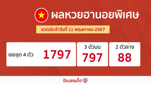 ผลหวยฮานอยพิเศษ 11/05/67-"Special Hanoi lottery results"