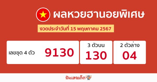 ผลหวยฮานอยพิเศษ 15/05/67-"Special Hanoi lottery results 15-05-67"