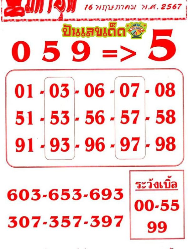เลขมหาอุด 16 5 67-"Mahaud number 16 5 67"