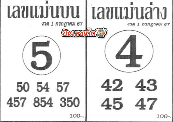 เลขแม่นบนแม่นล่าง 1 7 67-"Accurate number on top and accurate on bottom 1 7 67"