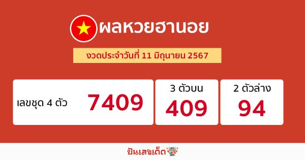 ผลหวยฮานอย 11/06/67-"Hanoi lottery results 11 06 67"