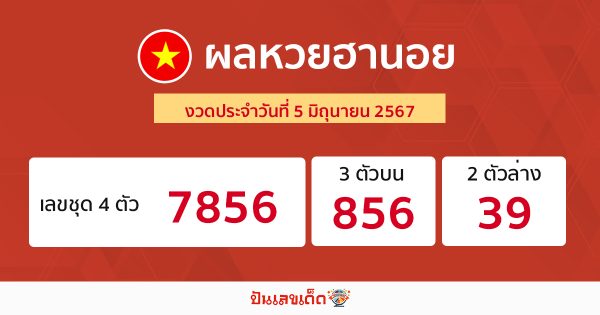 ผลหวยฮานอย 5/06/67 -"Hanoi lottery today live"