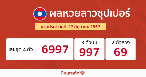 ผลหวยลาวซุปเปอร์ 27/06/67-"Lao Super Lottery results 27-06-67"