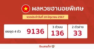 ผลหวยฮานอยพิเศษ 10/06/67-"Special Hanoi lottery results 100667"