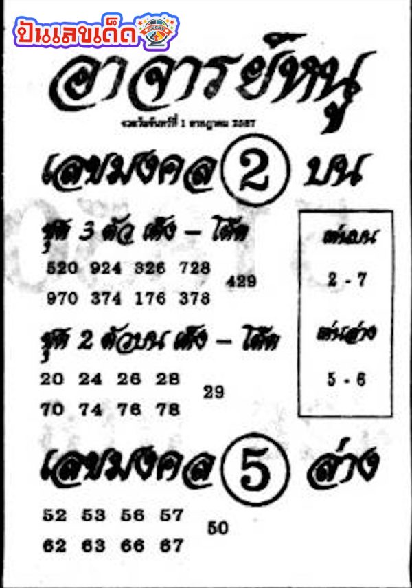 เลขอาจารย์หนู 1 7 67 -"Teacher Nu's number 1 7 67"