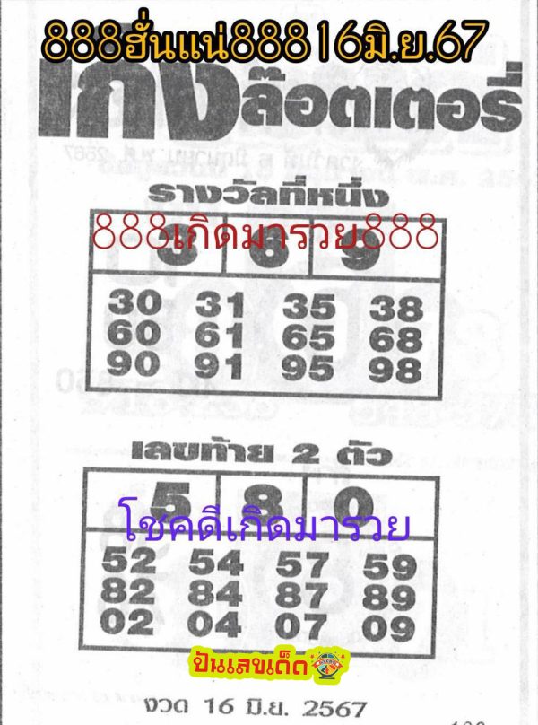 เก็งล๊อตเตอรี่ 16 6 67-"Lottery guess 16 6 67"