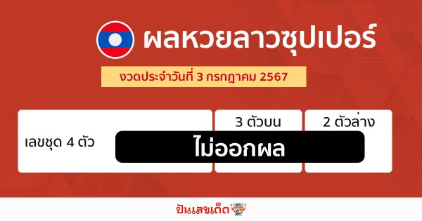 ผลหวยลาวซุปเปอร์ 3/07/67-"Lao Super Lottery results 30767"