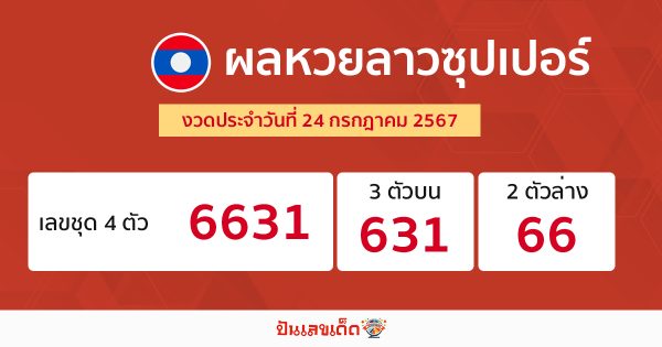 ผลหวยลาวซุปเปอร์ 24/07/67-"Lao Super Lottery results"