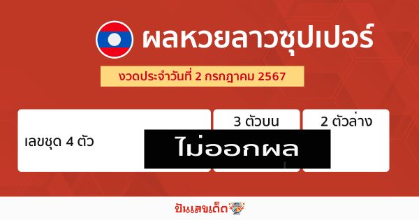 ผลหวยลาวซุปเปอร์ 2/07/67-"Lao Super Lottery results 2/07/67"