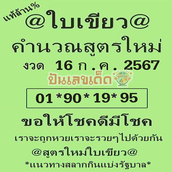 เลขใบเขียว 16 7 67-"Green card number 16 7 67"