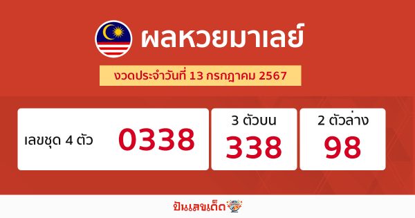 ผลหวยมาเลย์ 13/07/67-"malaysian-lottery-results"