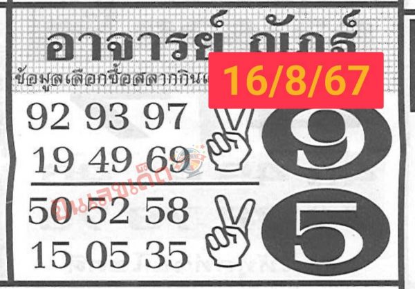 เลข อ.ณัฐฏ์ 16 8 67-"Achan Nat's number"