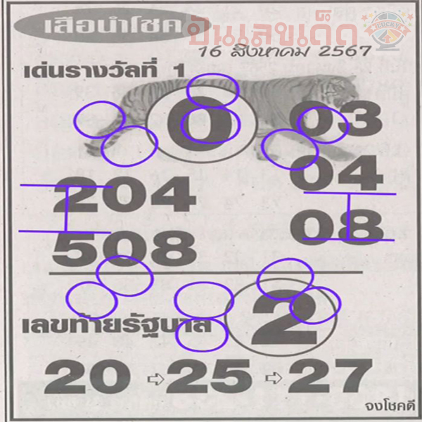 เลขเสือนำโชค 16 8 67-"Lucky tiger number 16 8 67"