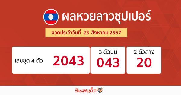 ผลหวยลาวซุปเปอร์ 23/8/67-"Lao Super Lottery results"