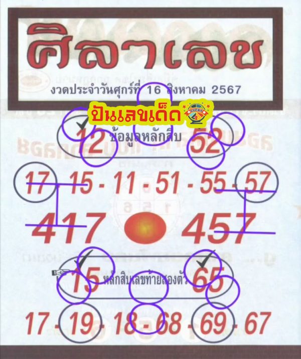 ศิลาเลข 16 8 67-"Stone number 16 8 67"