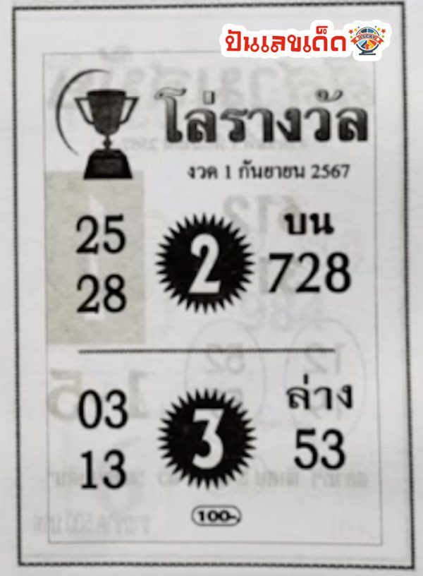 เลขโล่รางวัล 1 9 67-"Award shield number 1 9 67"