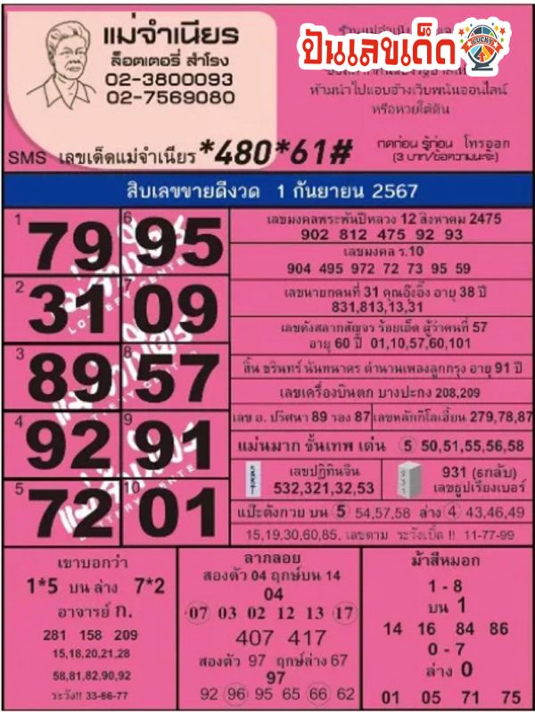 หวยแม่จำเนียรงวดนี้ - "Mae Chamnian lottery this period"